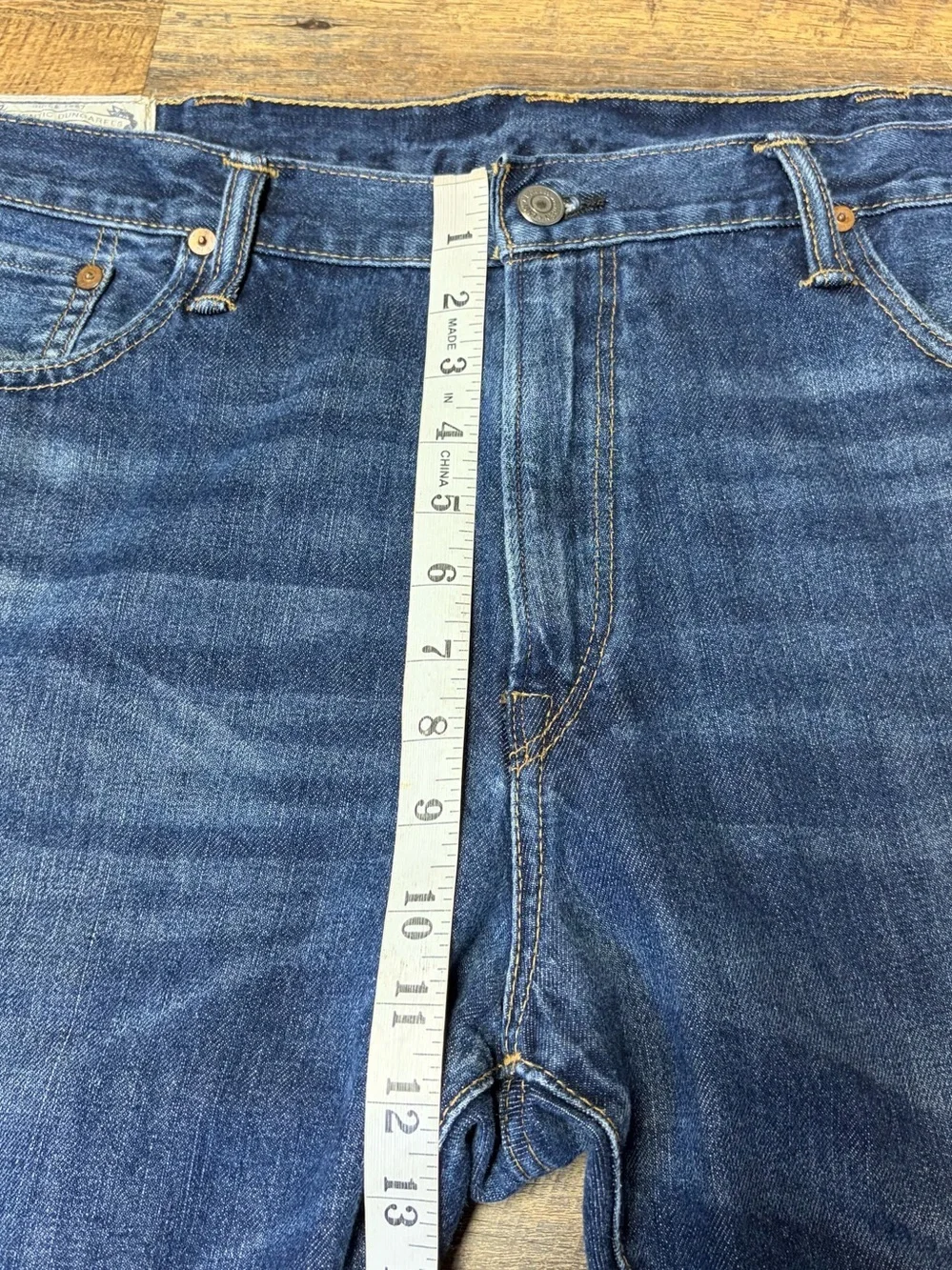 Polo Ralph Lauren Hampton Straight Jeans Men 38x30 Blue Denim Whiskered Distress